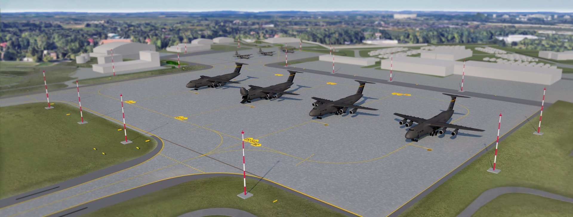 Tak na wrocławskim wojskowym lotnisku może wyglądać płyta postojowa dla wielkich samolotów transportowych C-5 Galaxy