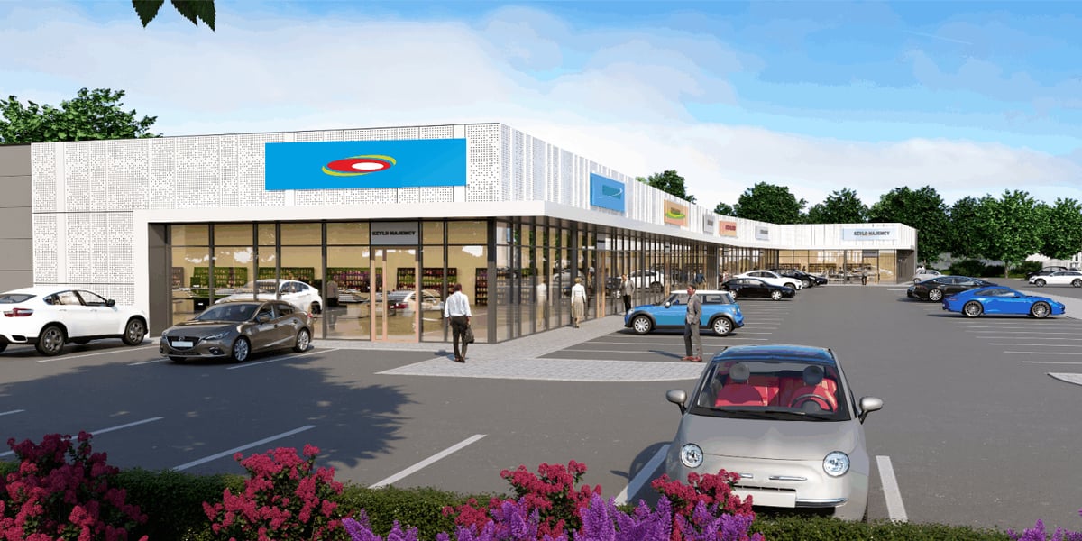 Wizualizacja nowego centrum handlowego przy ul. Średzkiej na osiedlu Leśnica