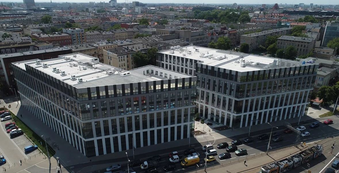 Budynki City Forum przy Traugutta, zdjęcie lotnicze 