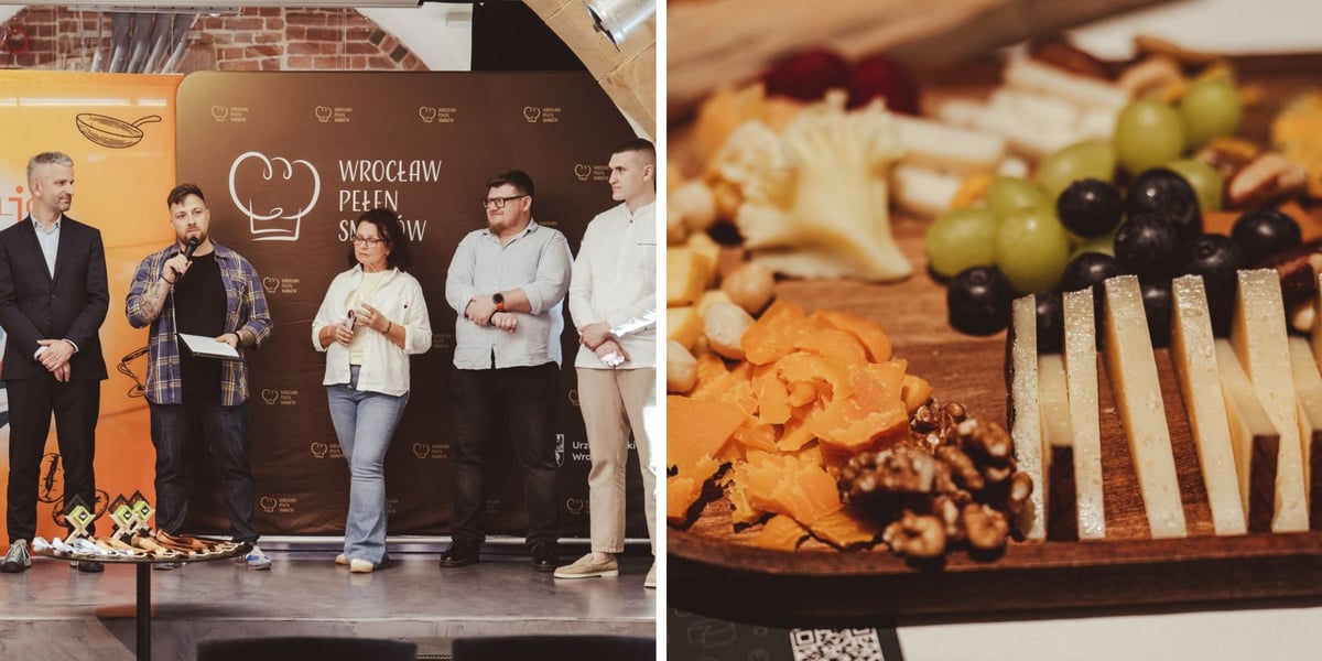 Na zdjęciu z lewej jury Konkursu Delicje, z prawej deska serów Cheeser