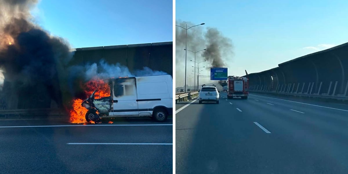 Płonie bus na A8 we Wrocławiu. Zablokowany pas, 13 lipca 2026 r. 