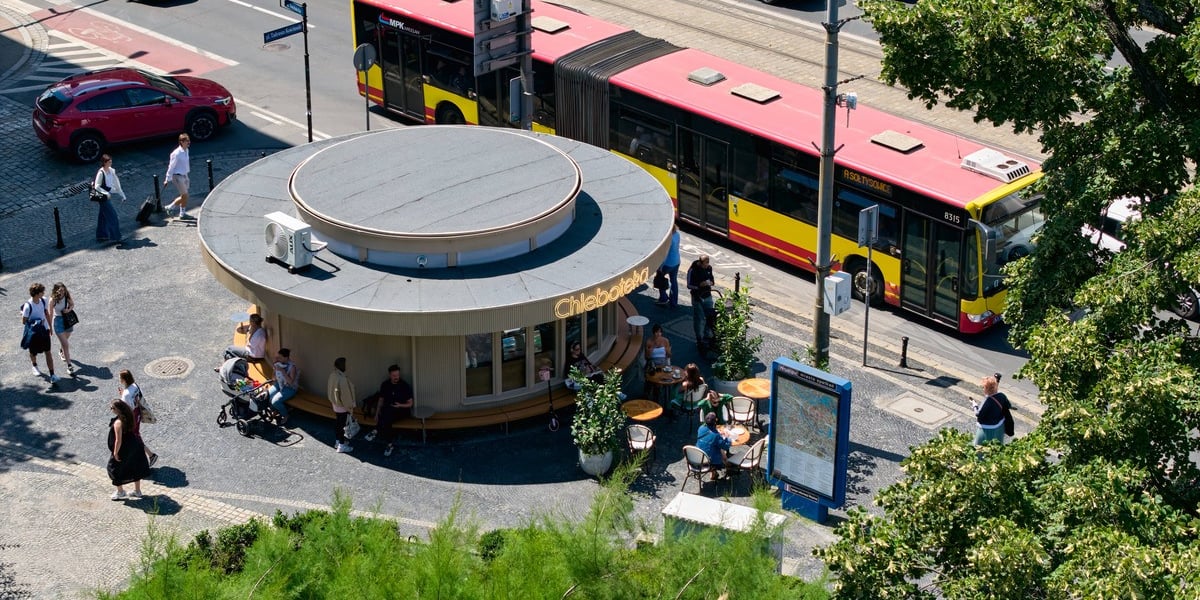 Kiosk Okrąglak na placu Kościuszki ma nową funkcję. Na zdjęciu charakterystyczny budynek