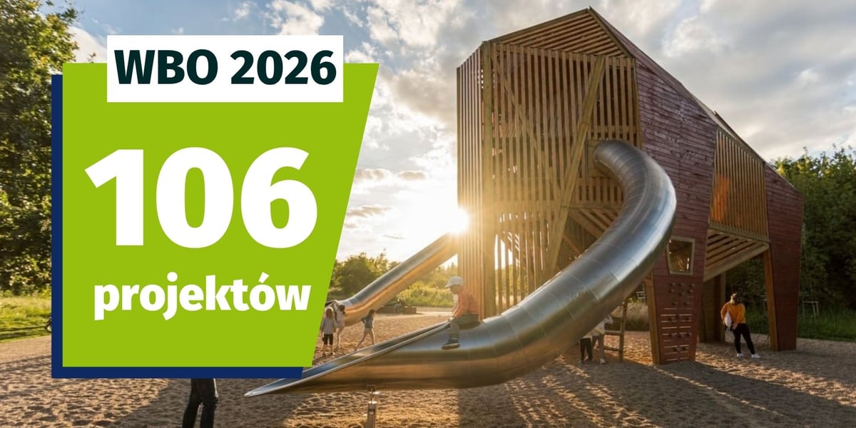 Napis: "WBO 2026 - 106 projektów"; w tle: Park Mamuta - jeden z projektów zrealizowanych w ramach WBO