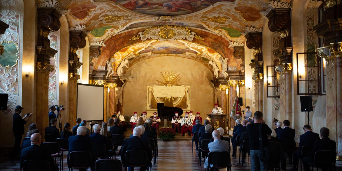 Na zdjęciu Aula Leopoldina, inauguracja roku akademickiego w 2021 r.