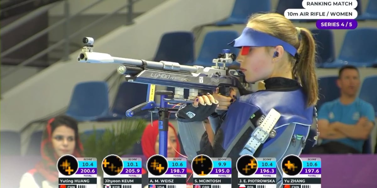 Julia Piotrowska z WKS Śląsk podczas Mistrzostw Świata w strzelectwie, Kair 2022