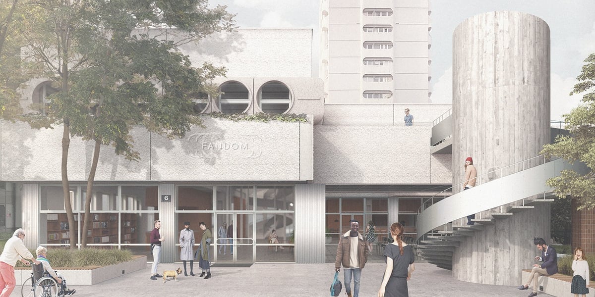 Na zdjęciu wizualizacja architektoniczna pawilonu Fandom