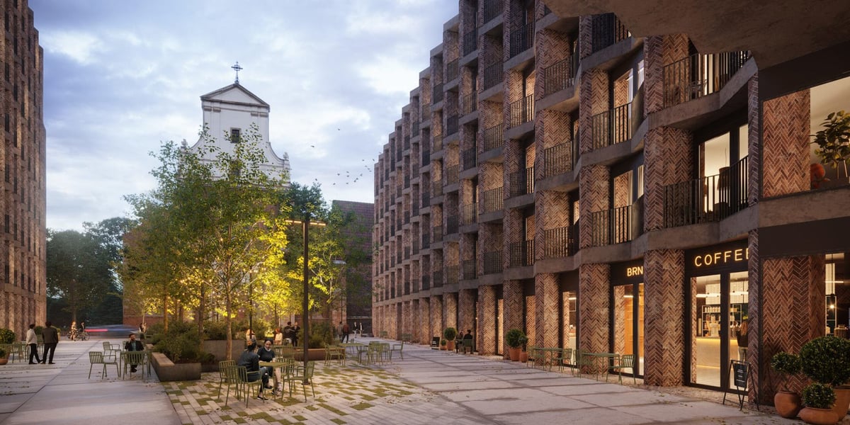 Na zdjęciu: wizualizacja architektów, budynek Bernardyńska przy kościele pobernardyńskim