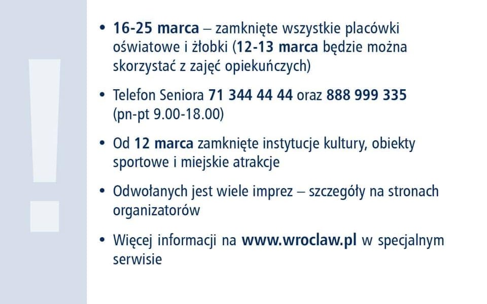 Działania Wrocławia związane z koronawirusem [ 11 marca]