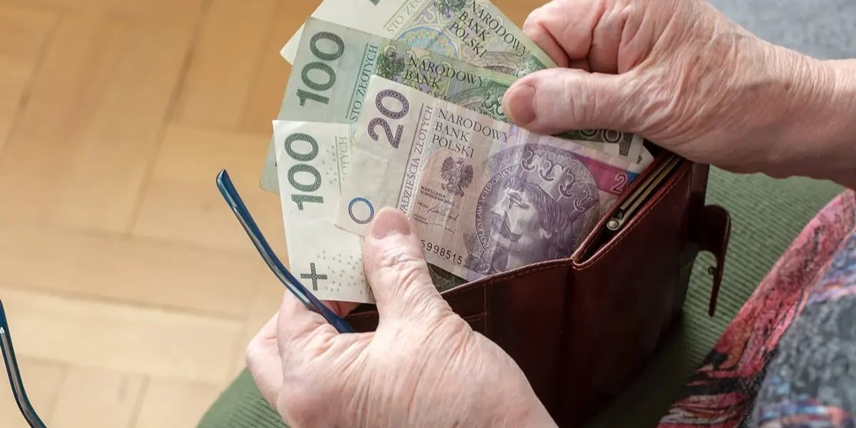 Banknoty w portfelu trzymanym w dłoniach. 