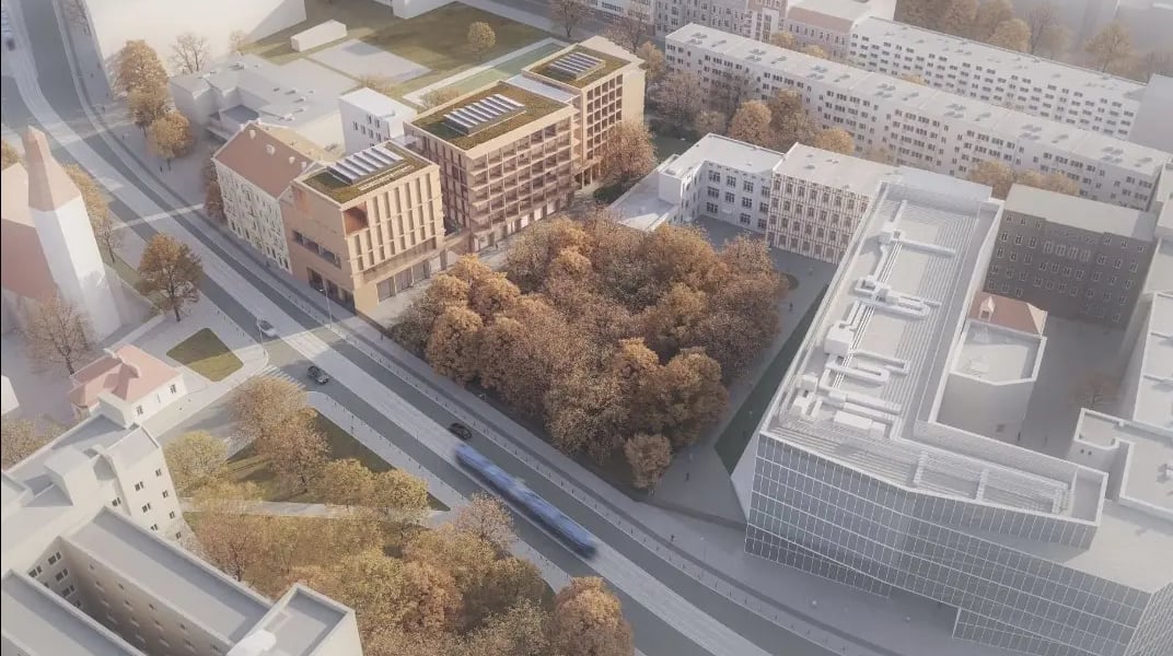 Koncepcja (wizualizacja) budynku D1 ASP Wrocław