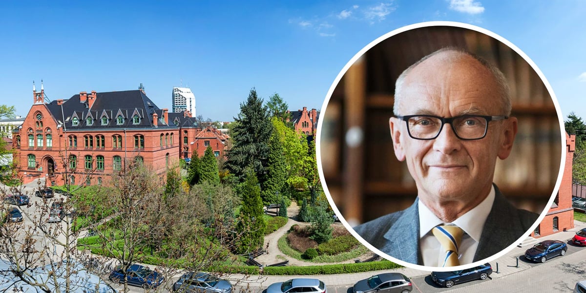 Na zdjęciu w tle kampus Uniwersytetu Medycznego, w kółku rektor uczelni prof. Piotr Ponikowski