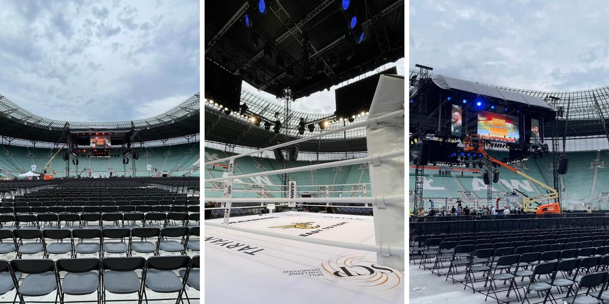 Przygotowania do walki Usyk – Dubois na Tarczyński Arena.