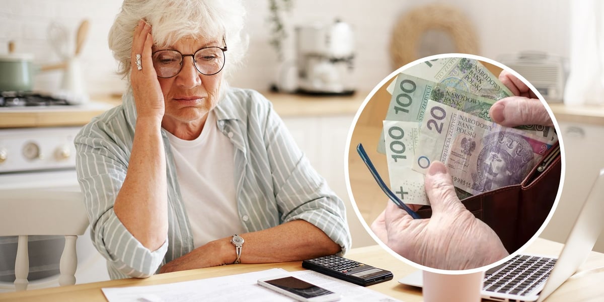Kobieta podpiera ręką głowę, w kółku blik banknotów w ręce, zdjęcie ilustracyjne 
