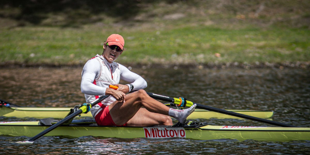 Michał Rańda podczas wioślarskich zawodów
