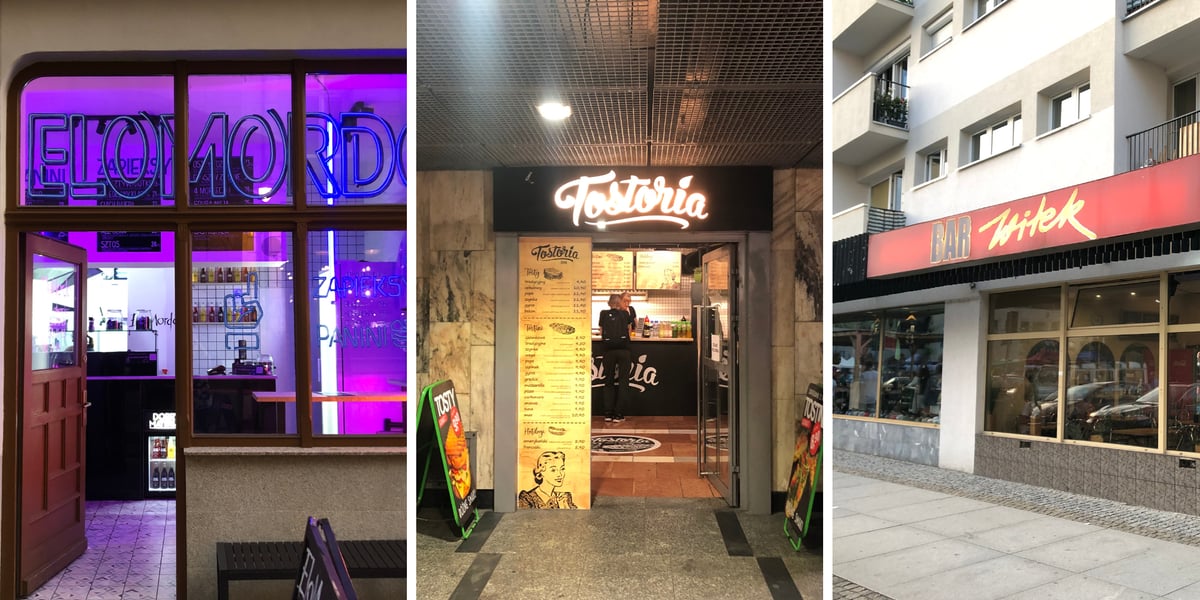 Po lewej - EloMordo, w środku - Tostoria, po prawej - Bar Witek