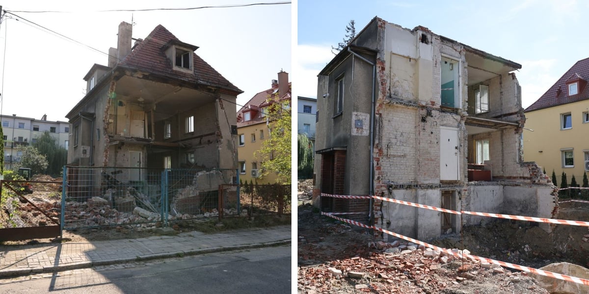 Budynek na ul. Murarskiej 45 bez ściany i po częściowej rozbiórce