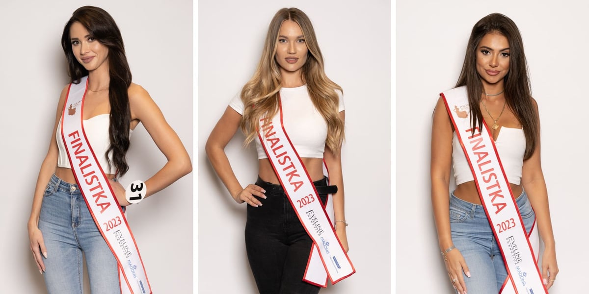 Finalistki konkursu Polska Miss 2023. Od lewej: Roksana Dudkiewicz, Amanda Bialic, Inez Ciałowicz.