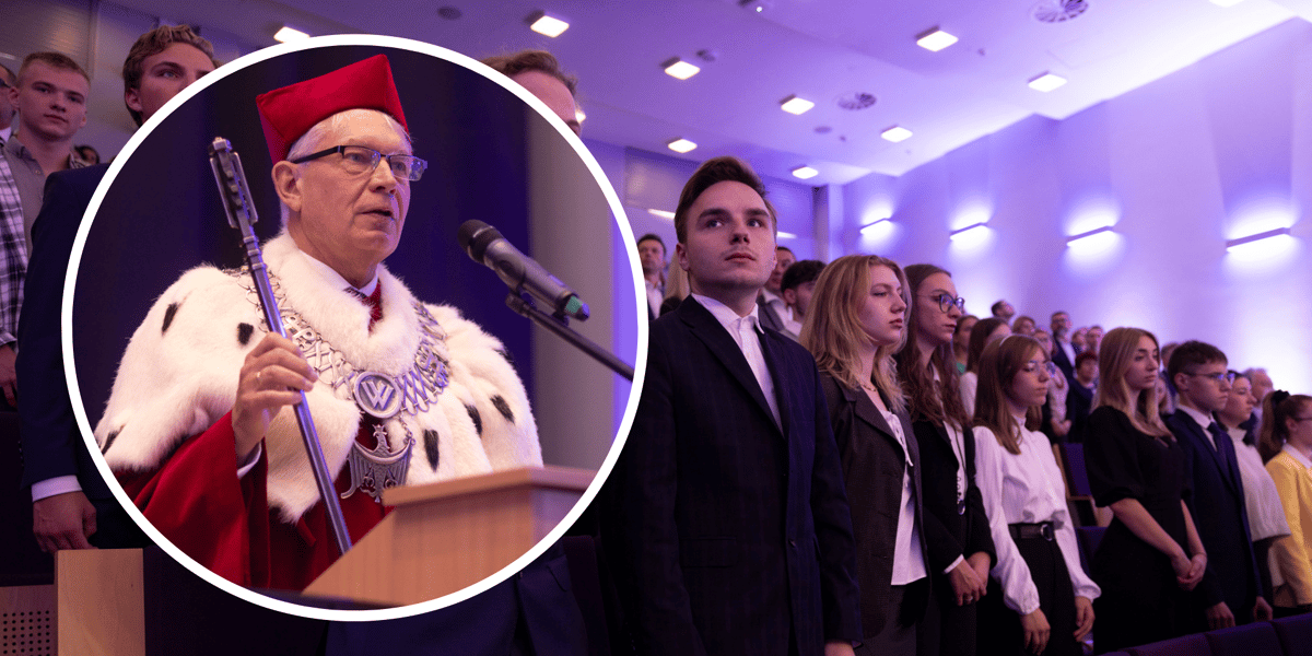 Młode osoby ubrane elegancko (zdjęcie główne), rektor Uniwersytetu Ekonomicznego prof. Andrzej Kaleta