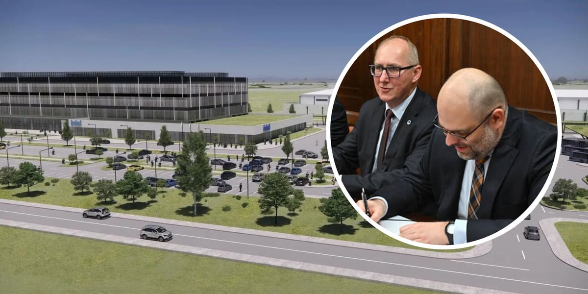 Wizualizacja fabryki Intela / podpisanie porozumienia o współpracy PWr, gminy Miękinia i Ministerstwa Cyfryzacji