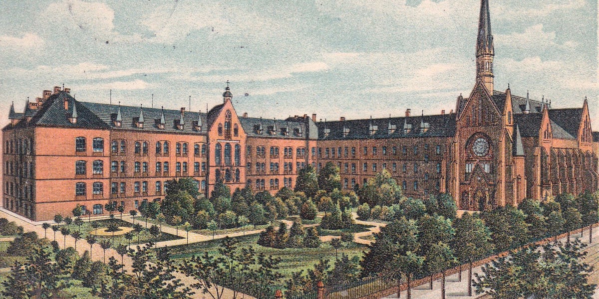 Ulica Grabiszyńska 100 lat temu. Na zdjęciu kościół św. Elżbiety