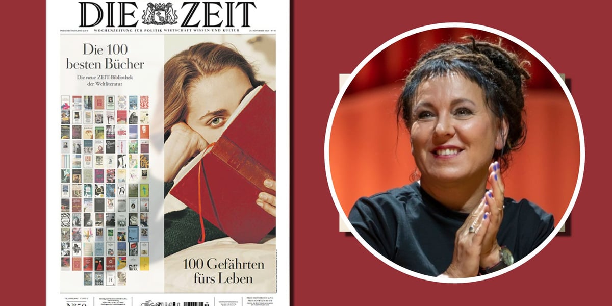 Na zdjęciu okładka tygodnika Die Zeit, w owalu portret Olgi Tokarczuk
