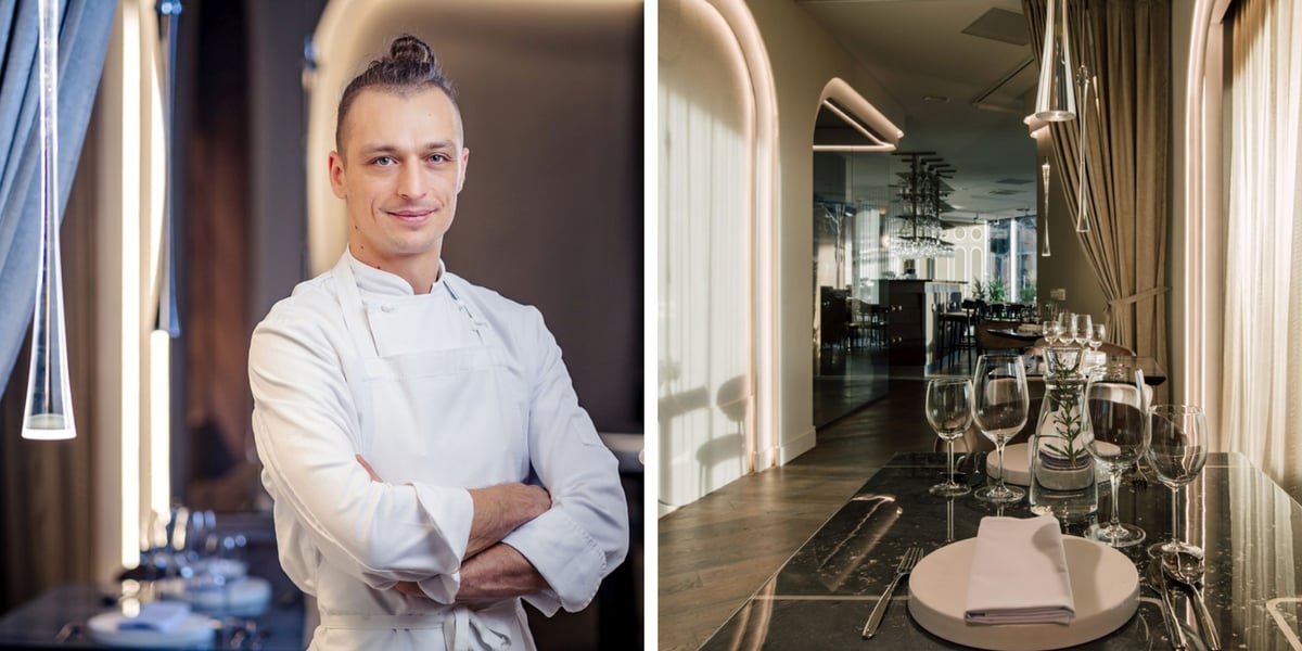 Z prawej nowa restauracja Między Mostami, z lewej szef kuchni Łukasz Budzik