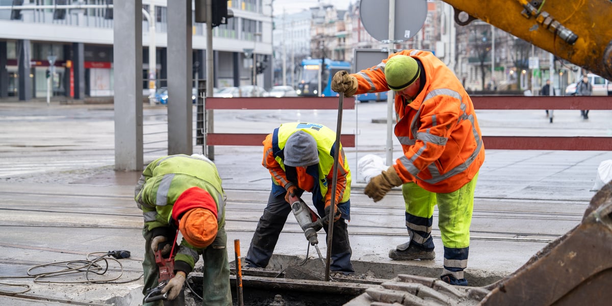 Remont torów na placu Grunwaldzkim, 14.01.2024