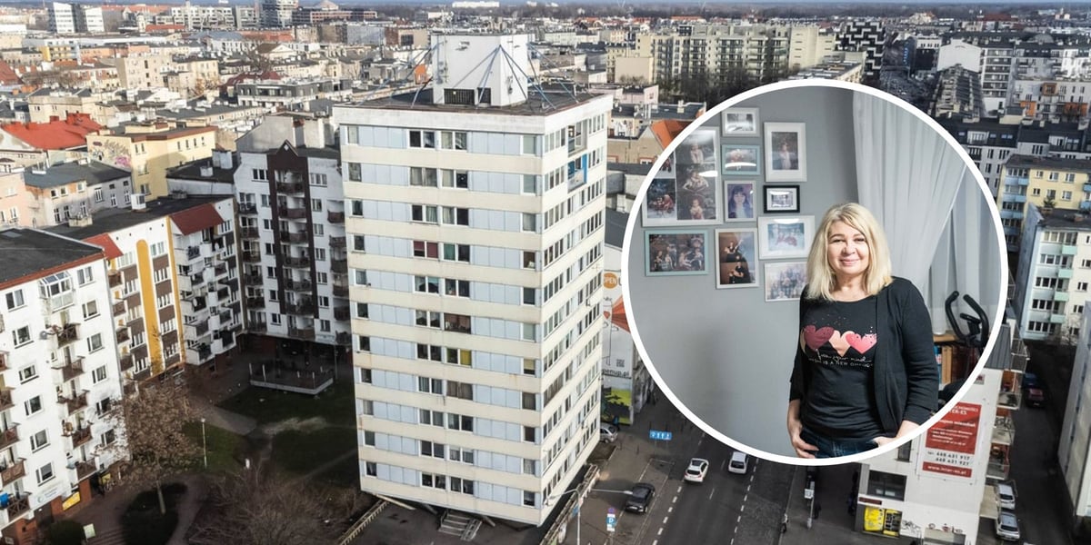 Widok na Trzonolinowca z lotu ptaka, w kółku mieszkanka Trzonolinowca
