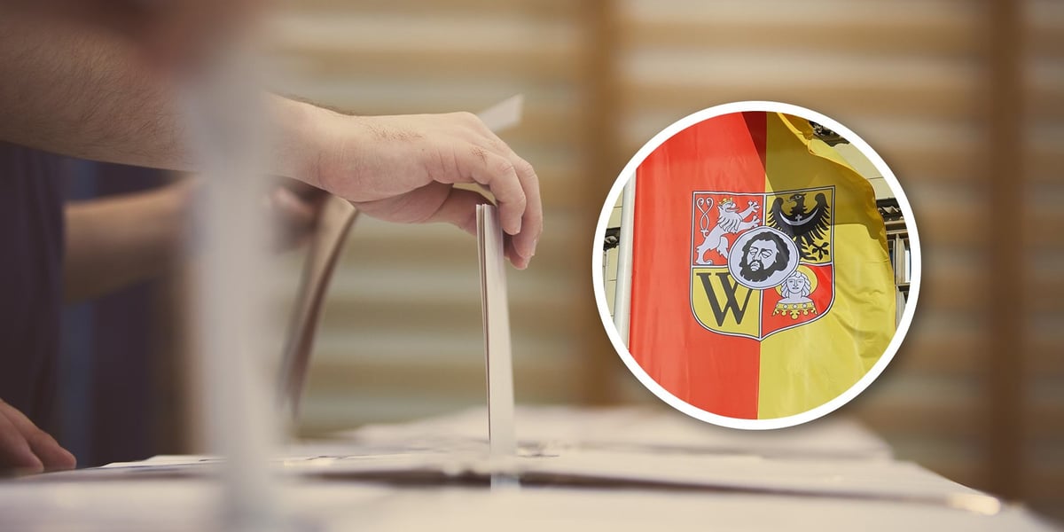 Na zdjęciu urna wyborcza i karta do głosowania wraz z herbem Wrocławia. Sprawdź kalendarz wyborczy i listę kandydatów na Prezydenta Wrocławia