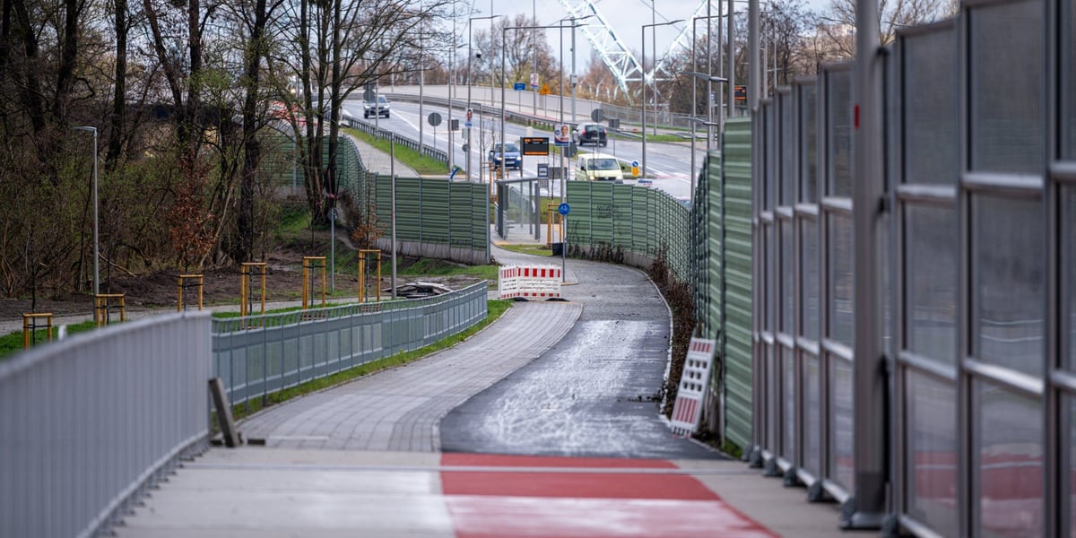 Na alei Wielkiej Wyspy trwa układanie asfaltu na drodze rowerowej. 