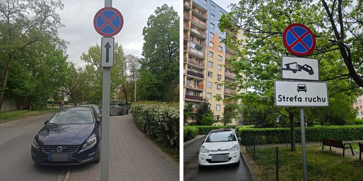 Przykłady niezgodnego z prawem parkowania