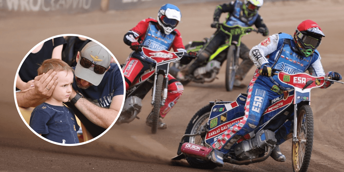 Zawodnicy Budex Cup Runda II Wrocław (zdjęcie główne),  mężczyzna zasłania dziecku uszy (zdjęcie w kółku)  