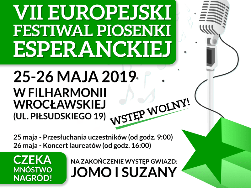 VII Festiwal piosenki Esperanckiej 25-26.05.2019