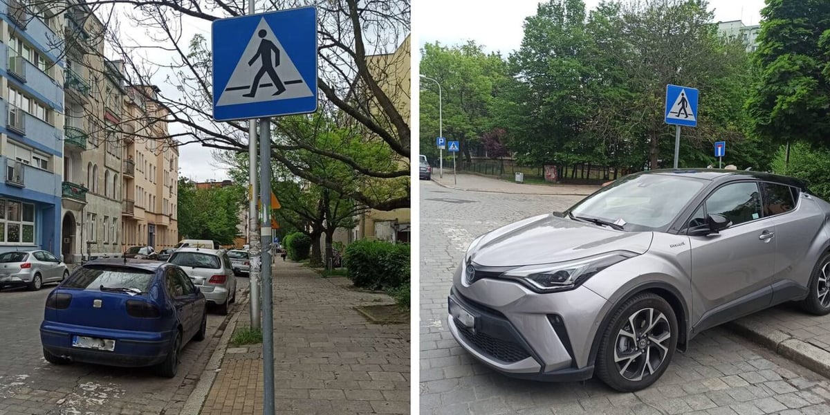 Nieprawidłowo zaparkowane samochody