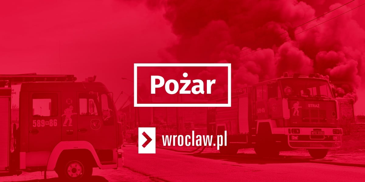 Napis pożar na czerwonym tle