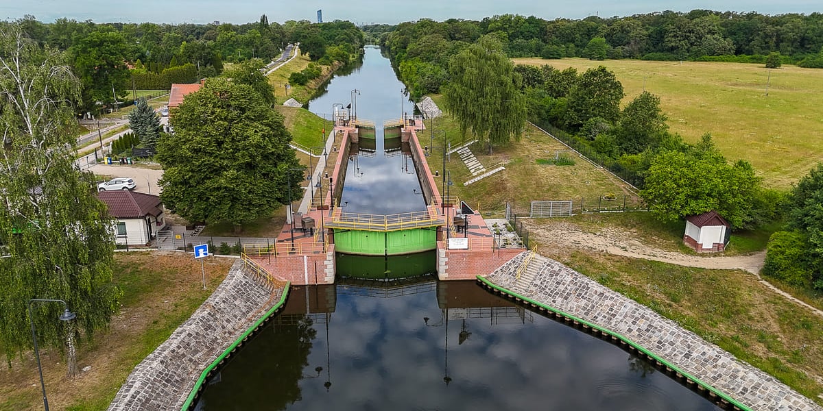 śluza Opatowice, widok z drona