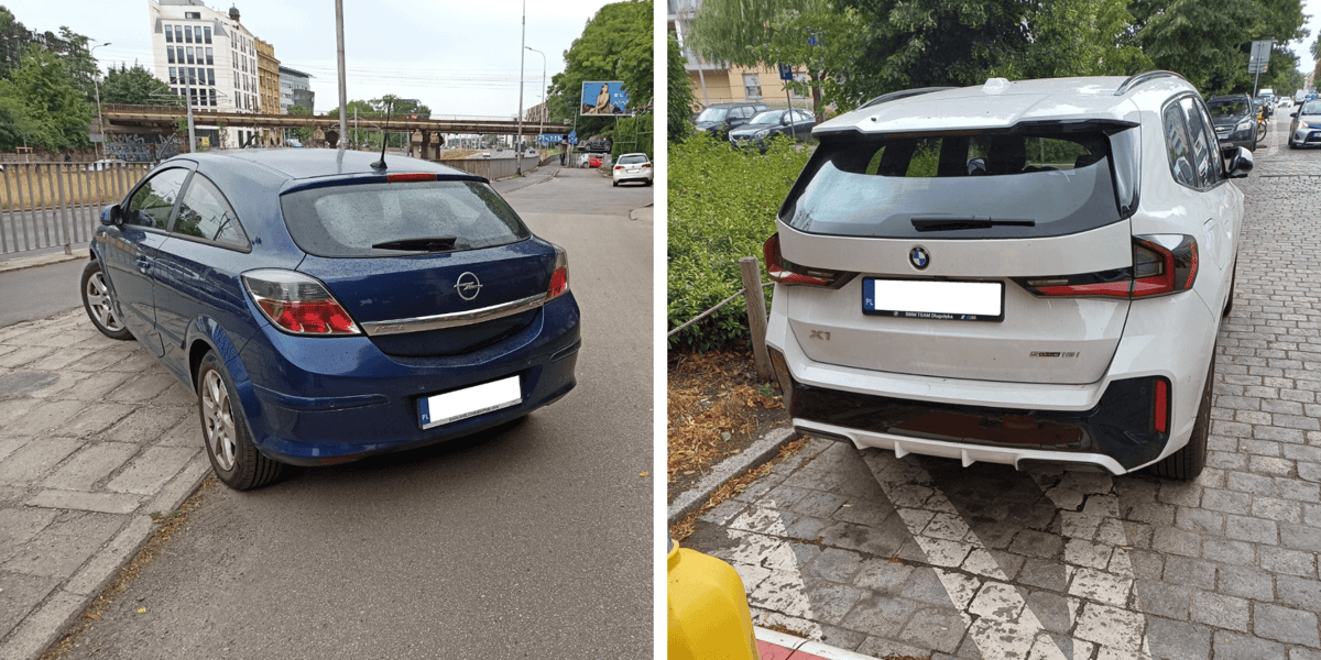 Przykłady nieprawidłowego parkowania samochodów