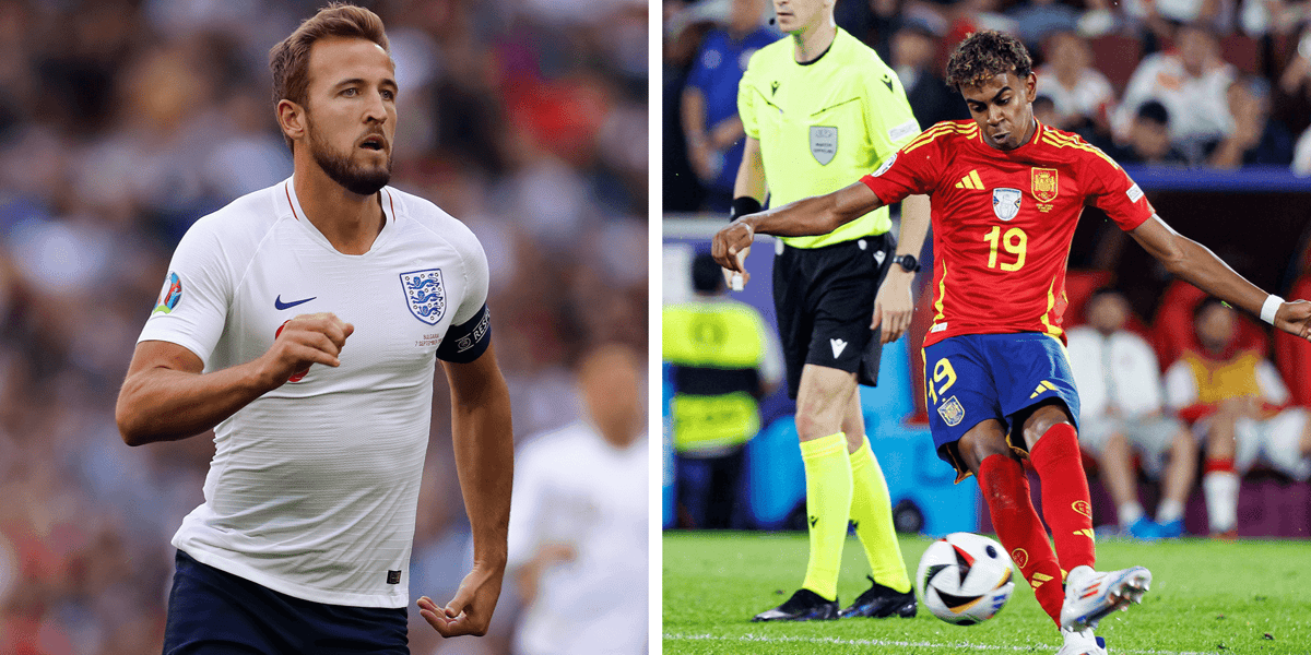 Z lewej Harry Kane, kapitan reprezentacji Angli, obok Lamine Yamal z drużyny Hiszpanii