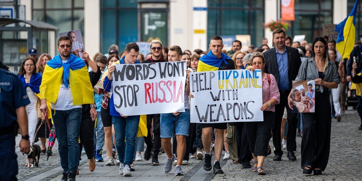 Marsz przeciw zbrodniom rosyjskim dokonywanym w Ukrainie. Wrocław, 13.07.2024