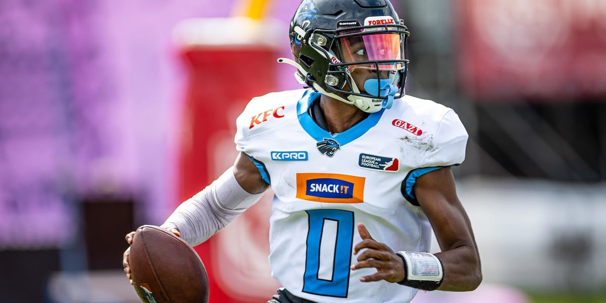 Zawodnik Panthers Wroclaw podczas meczu z Prague Lions
