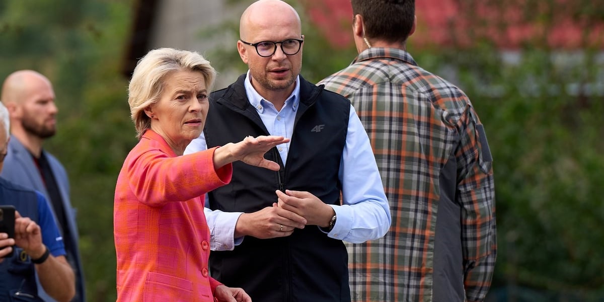 Ursula von der Leyen, szefowa Komisji Europejskiej i Jakub Mazur, wiceprezydent Wrocławia w Marszowicach
