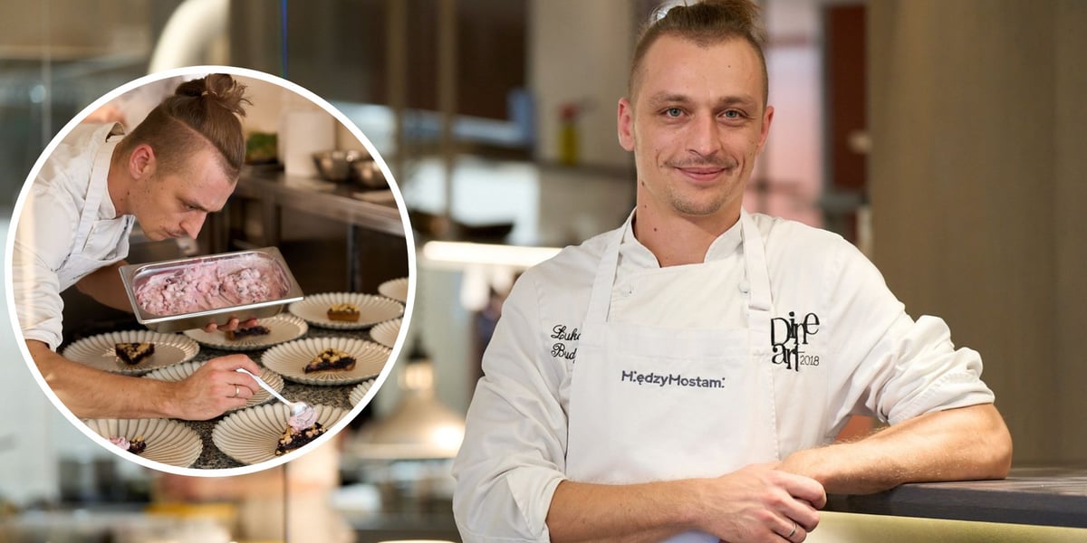 Na zdjęciu Łukasz Budzik, szef kuchni w restauracji Między Mostami, w pracy i przy przyrządzaniu posiłku 