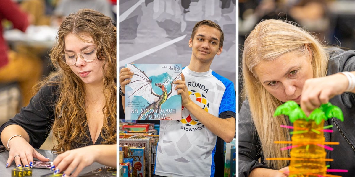 Na trzech zdjęciach uczestnicy Wrocław Games Fest 2024