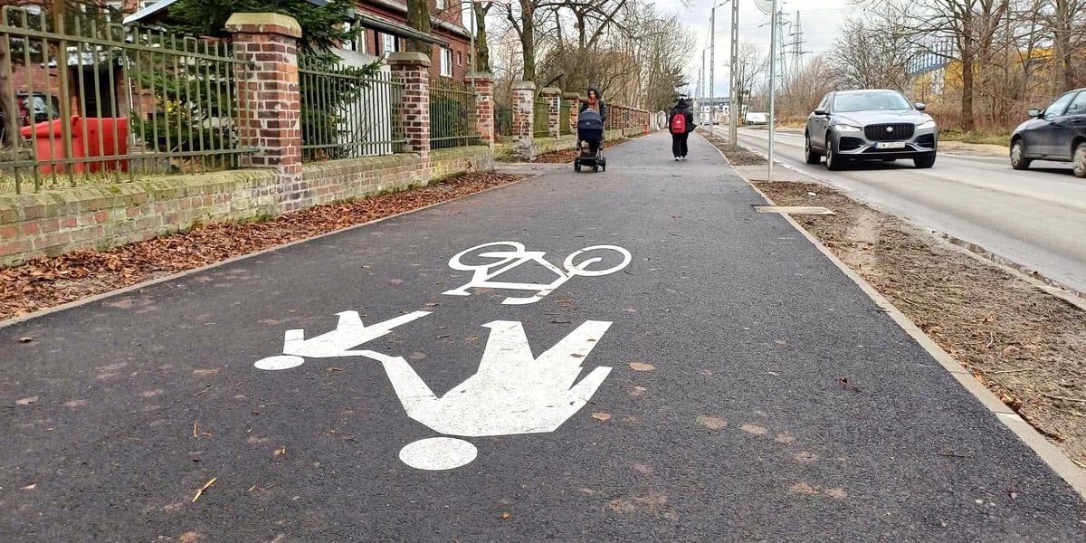 Nowa droga dla pieszych i rowerzystów na al. Poprzecznej 