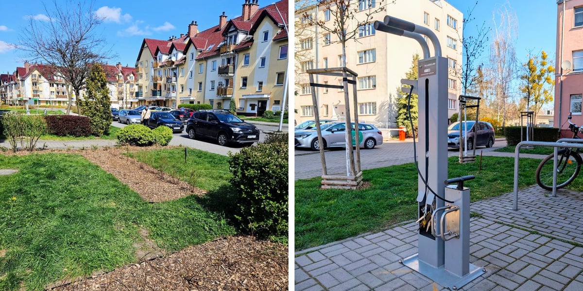 Nowe nasadzenia zieleni i stacja naprawy rowerów na osiedlu TBS Wrocław
