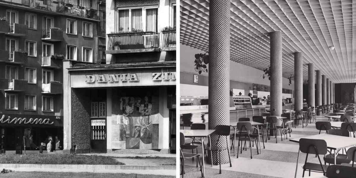 Kolaż 2 zdjęć. Od lewej: Barbara z zewnątrz,  dalej wnętrze, rok 1972