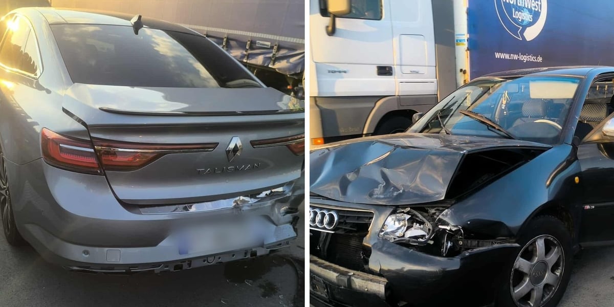 Rozbite samochody na autostradzie A4, 