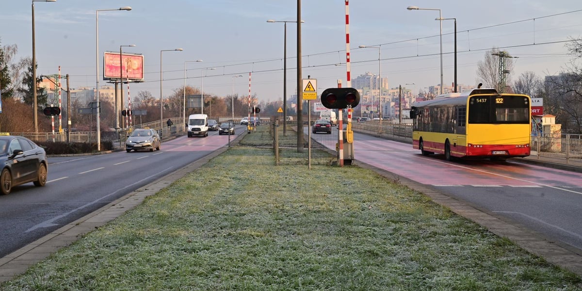 Na ulicy Strzegomskiej wydzielony buspas zostanie poprowadzony między istniejącymi jezdniami tu, gdzie obecnie jest trawnik, który widać na zdjęciu 