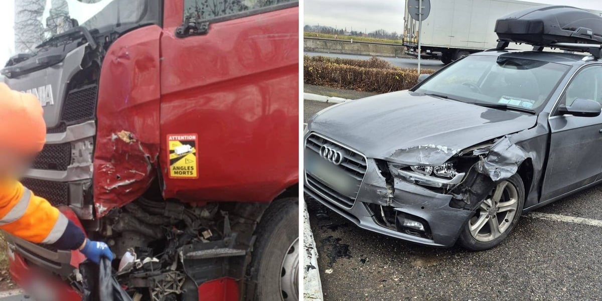 Zderzenie samochodów na węźle Kostomłoty, 20.12.2025 r. 