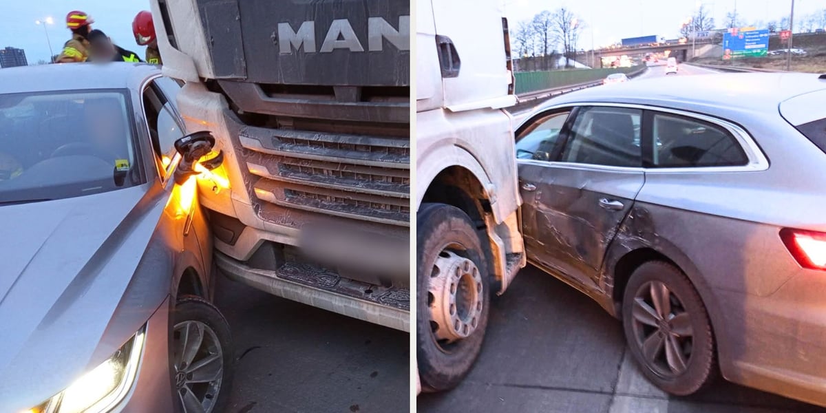 Zderzenie samochodu osobowego i ciężarowego na A4 Bielany Wrocławskie